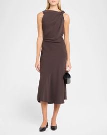 Theory Twisted Shoulder Midi Dress at Neiman Marcus