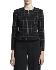 Theory Windowpane Check Cropped Peplum Jacket at Neiman Marcus