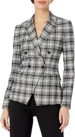 Theory Womenx27s Double Breasted Angled Jacket Yukon Flannel Black Multi 2 at Womens Clothing store at Amazon