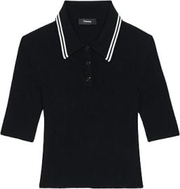 Theory Womenx27s Tipped Rib Polo Top at Womens Clothing store at Amazon