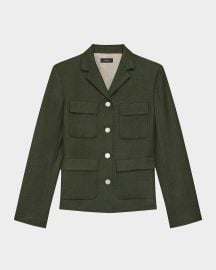 Theory Wool Flannel Tailored Military Jacket at Neiman Marcus