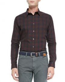 Theory Zack PS Rhone Plaid Shirt Red at Neiman Marcus