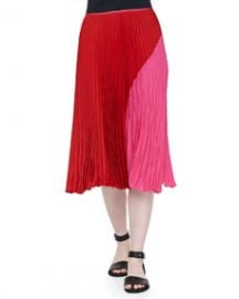 Theory Zeyn Colorblock Pleated Skirt at Neiman Marcus