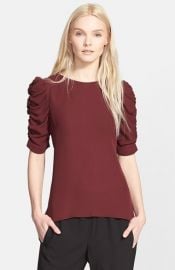 Theory and39Avonleeand39 Ruched Sleeve Silk Top at Nordstrom