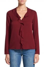 Theory ruffle silk blouse at Nordstrom