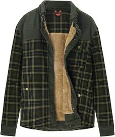 Thick Sherpa Lined Plaid Flannel Shirt Jacket for Men Outdoor Casual Heavyweight Thermal Corduroy Fuzzy Fleece Button Down Jackets Big and Tall Comfy Teddy Coat Fluffy Work Trucker Jacket Outwear Tops at Mens Clothing store at Amazon