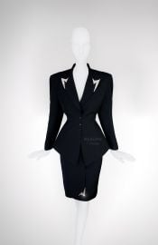 Thierry Mugler Archival SS 1991 Skirt Suit Silver Metal Lightning Bolts - at Etsy