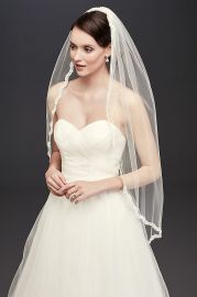 Thin Lace Rhinestone Border Mid Veil at Davids Bridal