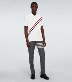 Thom Browne - Diagonally-striped cotton polo shirt at Mytheresa