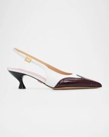 Thom Browne 50mm Brogue Leather Slingback Pumps at Neiman Marcus
