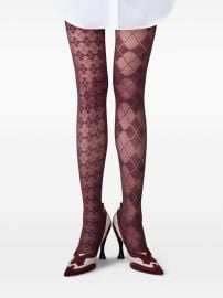Thom Browne Funmix Argyle Sheer Tights Red at Farfetch