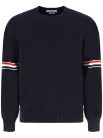 Thom Browne Milano Stitch Crew Neck Jumper Blue at Farfetch