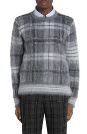 Thom Browne Relaxed Fit Tartan Jacquard Mohair Wool Blend Sweater at Nordstrom