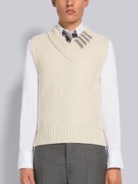 Thom Browne Reverse Jerseystitch Donegal 4 Bar V Neck Vest at Thom Browne