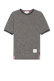 Thom Browne Short Sleeve Ringer Tee in Medium Grey FWRD at FWRD