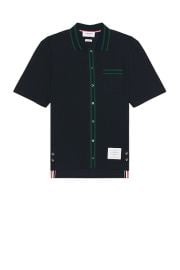 Thom Browne Short Sleeve Striped Shirt in Navy FWRD at FWRD