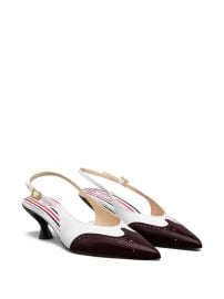 Thom Browne Soft Spazzolato Shiny Calf Wingtip Slingback Pumps 50mm White at Farfetch
