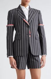 Thom Browne Stripe Tricolor Armband Wool Blazer in Dark Grey at Nordstrom