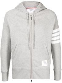 Thom Browne Striped Loopback Cotton Jersey Zip Up Hoodie at Farfetch