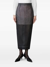 Thom Browne Striped Organza Pencil Skirt Black at Farfetch