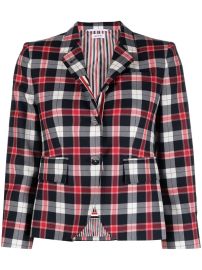 Thom Browne Tartan single-breasted Blazer - Farfetch at Farfetch