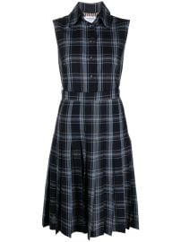 Thom Browne plaid-check Pleated Shirtdress Blue at Farfetch