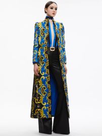 Thomas Embroidered Maxi Coat In Sapphireblack Alice And Olivia at Alice + Olivia