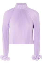 Tibi   Cropped pliss  -chiffon top at Net A Porter