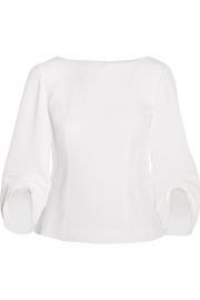 Tibi   Ruched piqu   top at Net A Porter