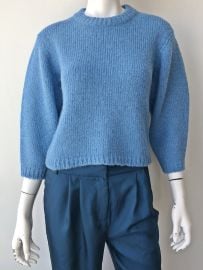 Tibi Cozette Alpaca Cropped Sweater - Sky Blue Garmentory at Garmentory