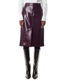 Tibi Croc-Embossed Patent Trouser Skirt at Neiman Marcus