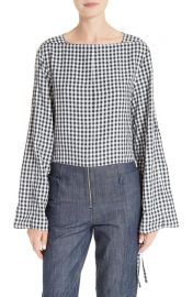 Tibi Gingham Convertible Sleeve Top at Nordstrom