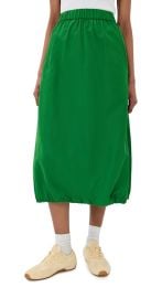 Tibi Italian Sporty Nylon Midi Anorak Skirt Green L at Shopbop