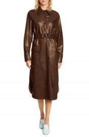 Tibi Long Sleeve Faux Leather Shirtdress   Nordstrom at Nordstrom