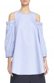 Tibi Satin Poplin Cold Shoulder Top at Nordstrom