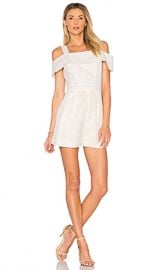 Tibi Seersucker Short Romper in White from Revolve com at Revolve