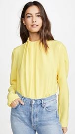 Tibi Shirred High Neck Top at Shopbop