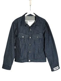 Ticker Stripe Indigo Denim Jacket Natashia at Natashia