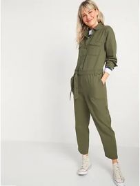 Tie-Belt Utility Canvas Jumpsuit at Old Navy