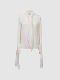 Tie Detail Blouse in Ivory REISS USA at Reiss