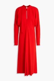 Tie Detailed Pleated Crepe Midi Dress at The Outnet