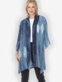 Tie Dye Crepe Blue Kimono Jacket CITRON CLOTHING at Citron