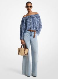 Tie-Dye Floral Georgette Off-the-Shoulder Top Michael Kors US at Michael Kors