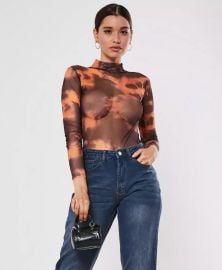 Tie Dye Mesh High Neck Bodysuit at Missguided