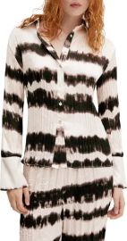 Tie Dye Pleated Button Up Shirt at Nordstrom