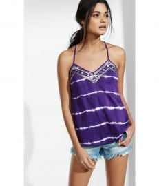 Tie Dye Sequined Necklace Trim Cami at Express