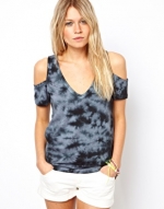 Tie Dyed Shoulder Cutout top at Asos