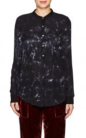 Tie-Dyed Silk Henley Blouse by Raquel Allegra at Barneys