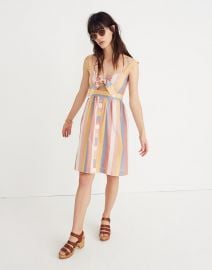  Tie-Front Cutout Dress in Sherbet Stripe at Madewell