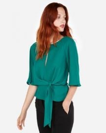 Tie Front Flutter Sleeve Blouse at Express